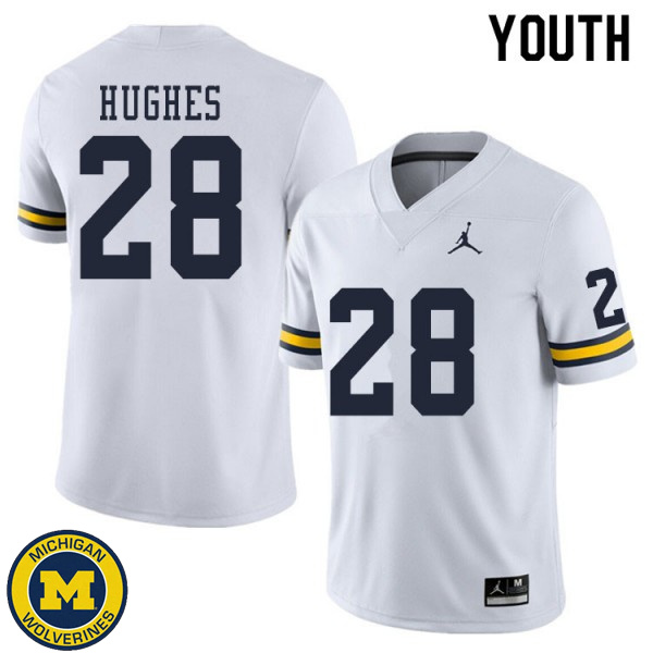 Youth Michigan Wolverines #28 Danny Hughes White NCAA Football Jersey